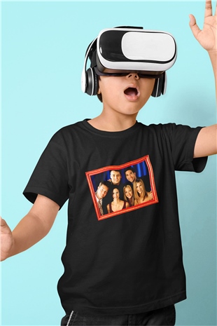 Friends Baskılı Siyah Unisex Çocuk Tişört