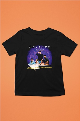 Friends Baskılı Siyah Unisex Çocuk Tişört