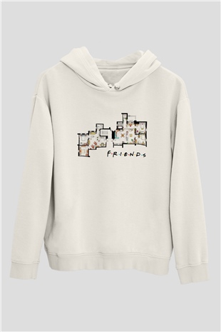 Friends Beyaz Unisex Kapşonlu Sweatshirt