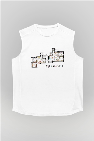 Friends Beyaz Unisex Kolsuz Tişört