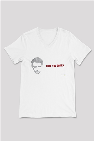 Friends Beyaz Unisex V Yaka Tişört