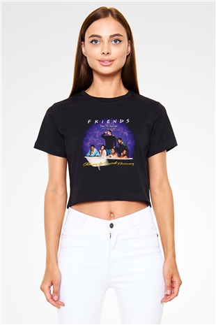 Friends Siyah Crop Top Tişört