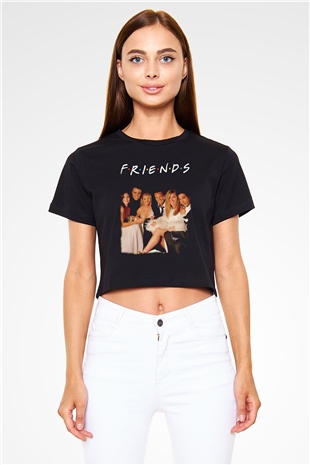 Friends Siyah   Crop Top Tişört