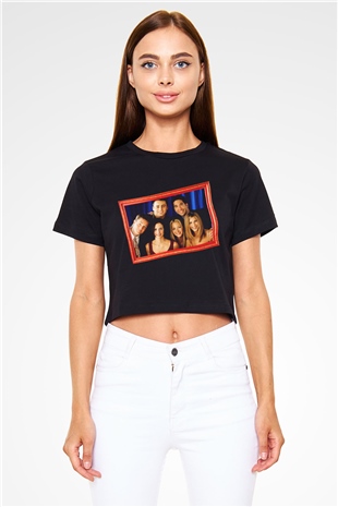 Friends Siyah Crop Top Tişört