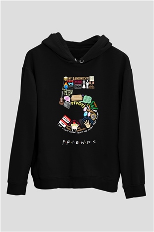Friends Siyah Unisex Kapüşonlu Sweatshirt