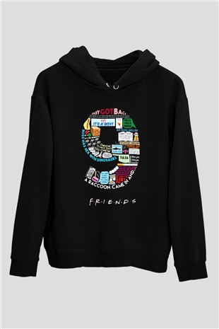 Friends Siyah Unisex Kapüşonlu Sweatshirt
