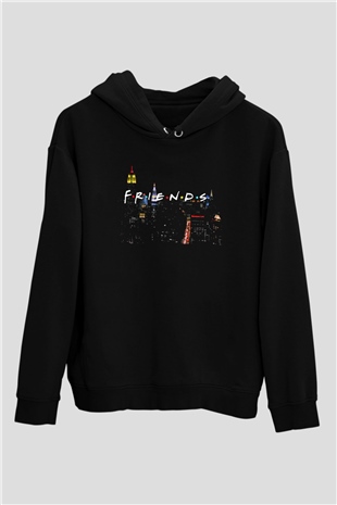 Friends Siyah Unisex Kapüşonlu Sweatshirt
