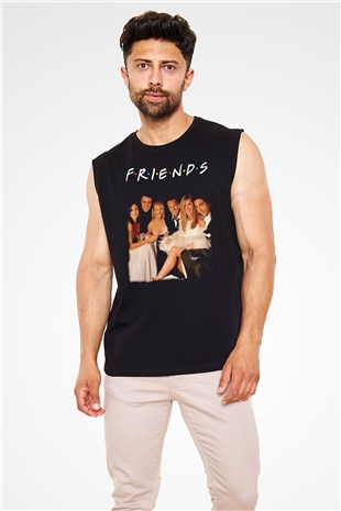 Friends Siyah Unisex  Kolsuz Tişört