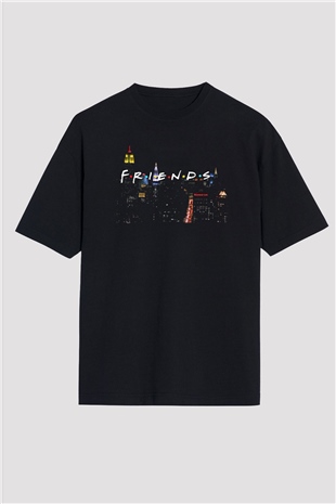 Friends Siyah Unisex Oversize Tişört