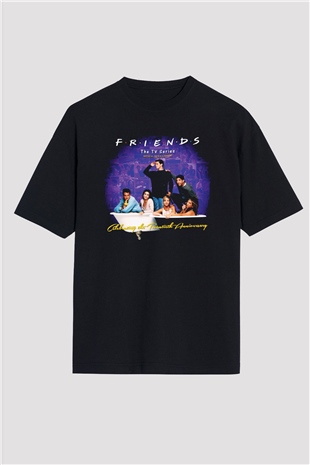 Friends Siyah Unisex Oversize Tişört