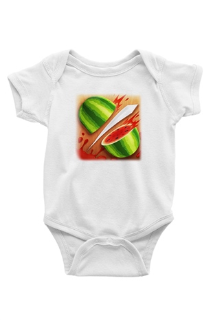 Fruit Ninja Baskılı Beyaz Unisex Bebek Body - Zıbın