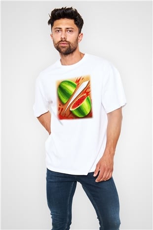 Fruit Ninja Beyaz Unisex Oversize Tişört T-Shirt