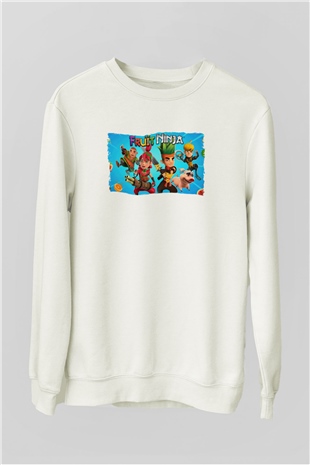 Fruit Ninja Beyaz Unisex Sweatshirt