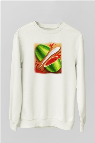 Fruit Ninja Beyaz Unisex Sweatshirt