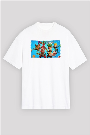 Fruit Ninja Beyaz Oversize Tişört Oversize T-shirt