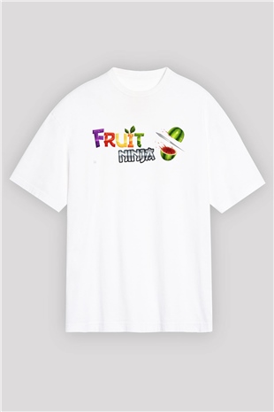 Fruit Ninja Beyaz Oversize Tişört Oversize T-shirt