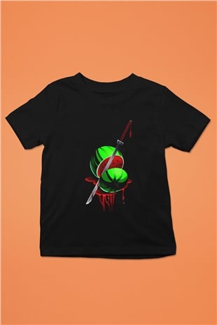 Fruit Ninja Siyah Unisex Çocuk Tişört