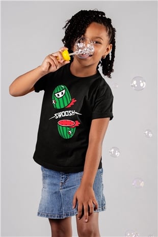 Fruit Ninja Siyah Unisex Çocuk Tişört