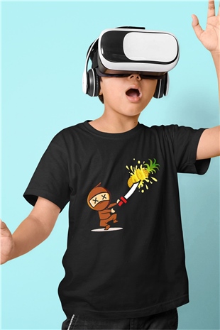Fruit Ninja Siyah Unisex Çocuk Tişört