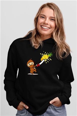 Fruit Ninja Siyah Unisex Hoodie