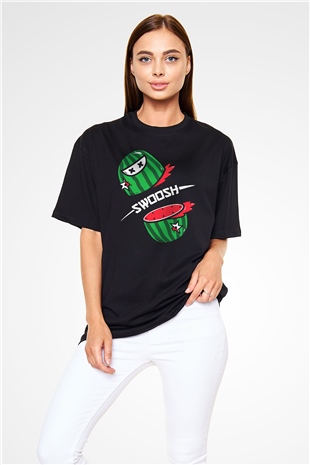 Fruit Ninja Siyah Oversize Tişört Oversize T-shirt