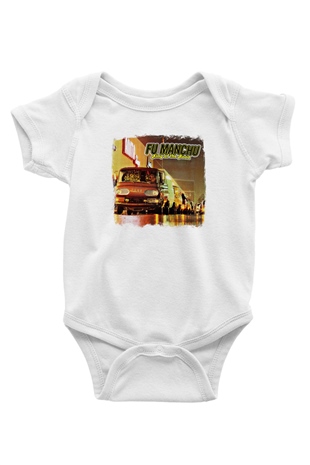 Fu Manchu Baskılı Unisex Beyaz Bebek Body - Zıbın