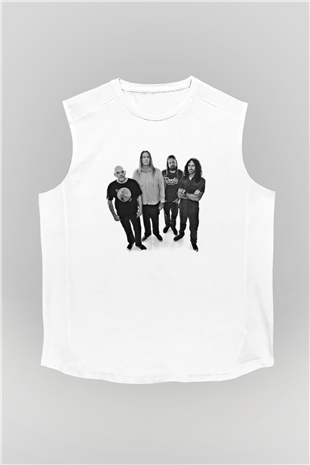 Fu Manchu Baskılı Unisex Beyaz Kolsuz Tişört