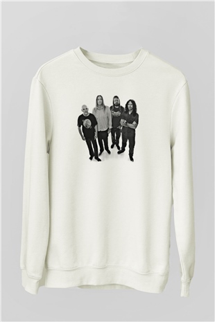 Fu Manchu Baskılı Unisex Beyaz Sweatshirt