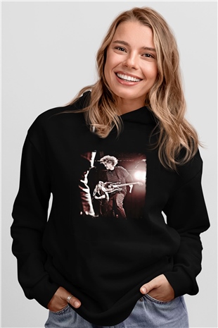 Fu Manchu Baskılı Unisex Siyah Hoodie