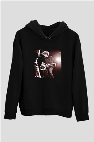 Fu Manchu Baskılı Unisex Siyah Hoodie