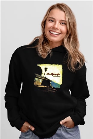 Fu Manchu Baskılı Unisex Siyah Hoodie
