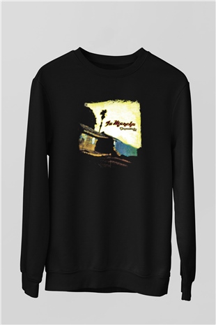 Fu Manchu Baskılı Unisex Siyah Sweatshirt