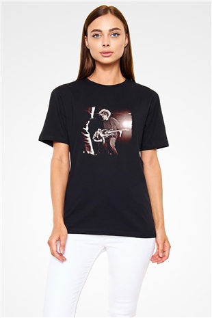 Fu Manchu Baskılı Unisex Siyah Tişört