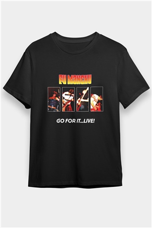 Fu Manchu Baskılı Unisex Siyah Tişört