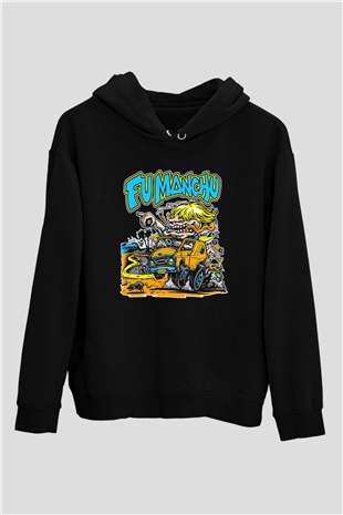 Fu Manchu Siyah Unisex Hoodie
