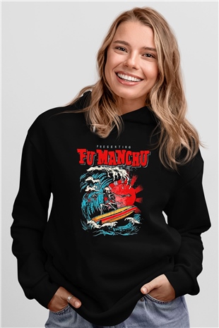 Fu Manchu Siyah Unisex Hoodie