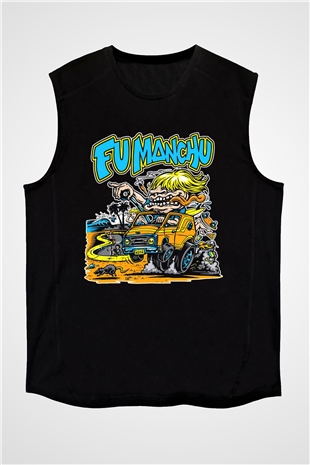 Fu Manchu Siyah Unisex Kolsuz Tişört