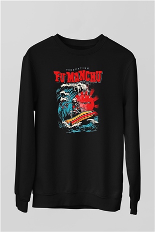 Fu Manchu Siyah Unisex Sweatshirt