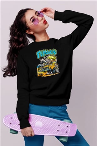 Fu Manchu Siyah Unisex Sweatshirt