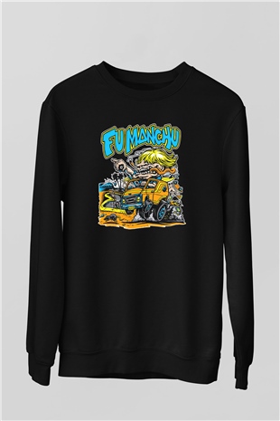 Fu Manchu Siyah Unisex Sweatshirt