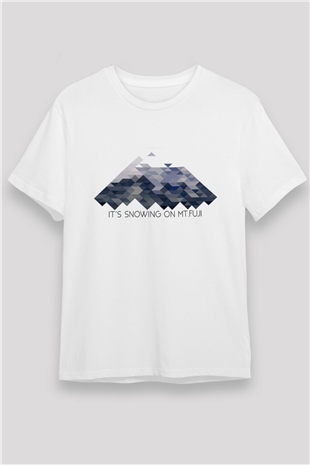 Fuji Dağı Beyaz Unisex Tişört T-Shirt - TişörtFabrikası