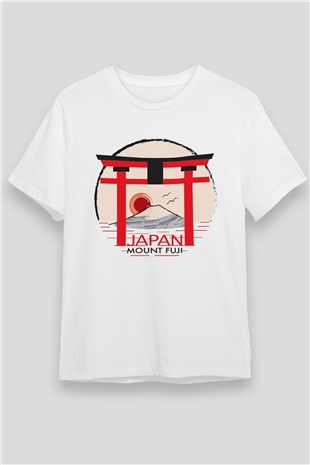 Fuji Dağı Beyaz Unisex Tişört T-Shirt - TişörtFabrikası