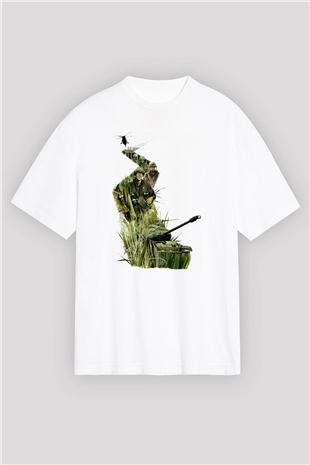 Full Metal Jacket Baskılı Beyaz Unisex Oversize Tişört