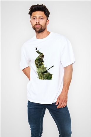 Full Metal Jacket Baskılı Beyaz Unisex Oversize Tişört