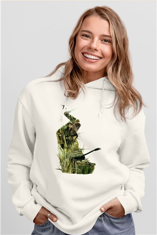 Full Metal Jacket Baskılı Beyaz Unisex Kapüşonlu Sweatshirt