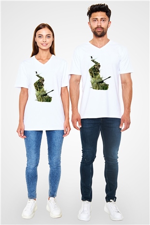 Full Metal Jacket Baskılı Beyaz Unisex V Yaka Tişört