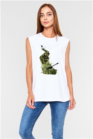 Full Metal Jacket Baskılı Beyaz Unisex Kolsuz Tişört