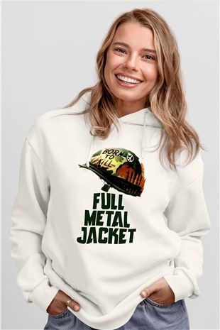 Full Metal Jacket Beyaz Unisex Hoodie