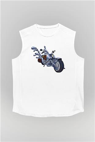 Full Throttle Baskılı Beyaz Unisex Kolsuz Tişört - Tshirt