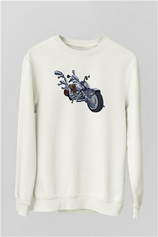 Full Throttle Baskılı Beyaz Unisex Sweatshirt